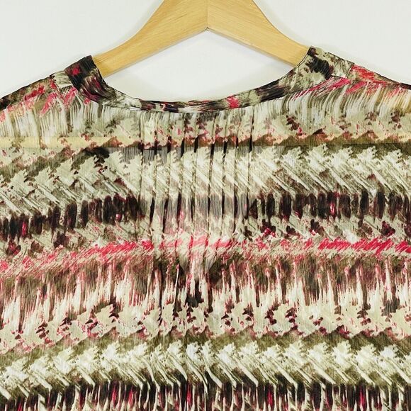 Chico's Brown Red Brush Stroke Sheer Chiffon Top‎ Shirt Blouse Womens 3 XL 16 - Picture 5 of 6